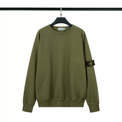 Stone Island Olive Green Crew Neck Arm Badge Sweatshirt Unisex Top