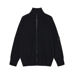 Stone Island Compass Badge Black Zip Knit Cardigan
