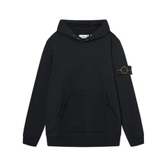 Stone Island Compass Badge Black Button Hooded Sweatshirt