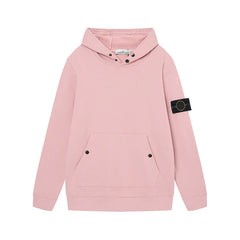 Stone Island Compass Badge Pink Button Hooded Sweatshirt