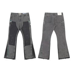 Gallery Dept Grey‑Black Patch‑Splice Flare Jeans