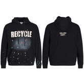 GALLERY DEPT RECYCLE PAINT SPLATTER HOODIE BLACK