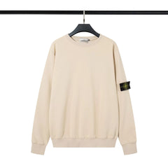 Stone Island Beige Crew Neck Arm Badge Sweatshirt Unisex Top
