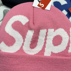 Supreme Big Logo Beanie Fw25 Pink Cuffed Knit Winter Hat