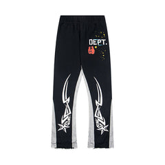 Gallery Dept Black Tribal Star Graphic Flare Sweatpants