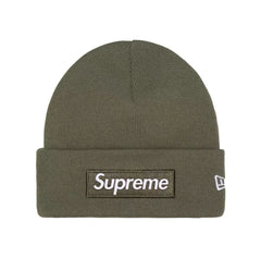 Supreme New Era Box Logo Beanie Fw25 Olive Knit Cuffed Hat