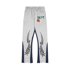 Gallery Dept Heather Grey Tribal Star Printed Flare Sweatpants