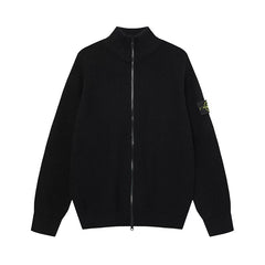 Stone Island Compass Badge Black Zip Knit Cardigan