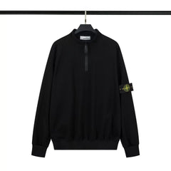 Stone Island Black Half Zip Arm Badge Sweatshirt Unisex Top