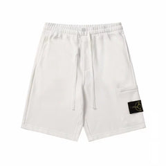 Stone Island White Cargo Badge Sweat Shorts Unisex Casual Shorts