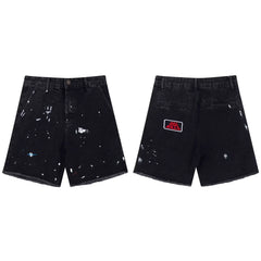 Gallery Dept Black Paint‑Splatter Denim Shorts