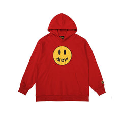 Drew House Mascot Smiley Logo Red Unisex Oversized Fleece Hoodie