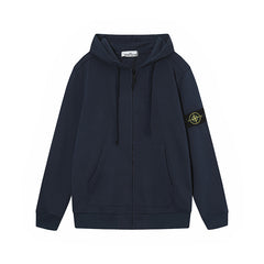 Stone Island Navy Blue Compass Patch Full Zip Hoodie