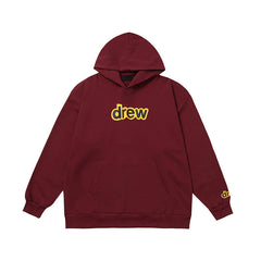 Drew House Classic Logo Burgundy Unisex Oversized Fleece Hoodie