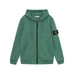 Stone Island Forest Green Compass Patch Full Zip Hoodie