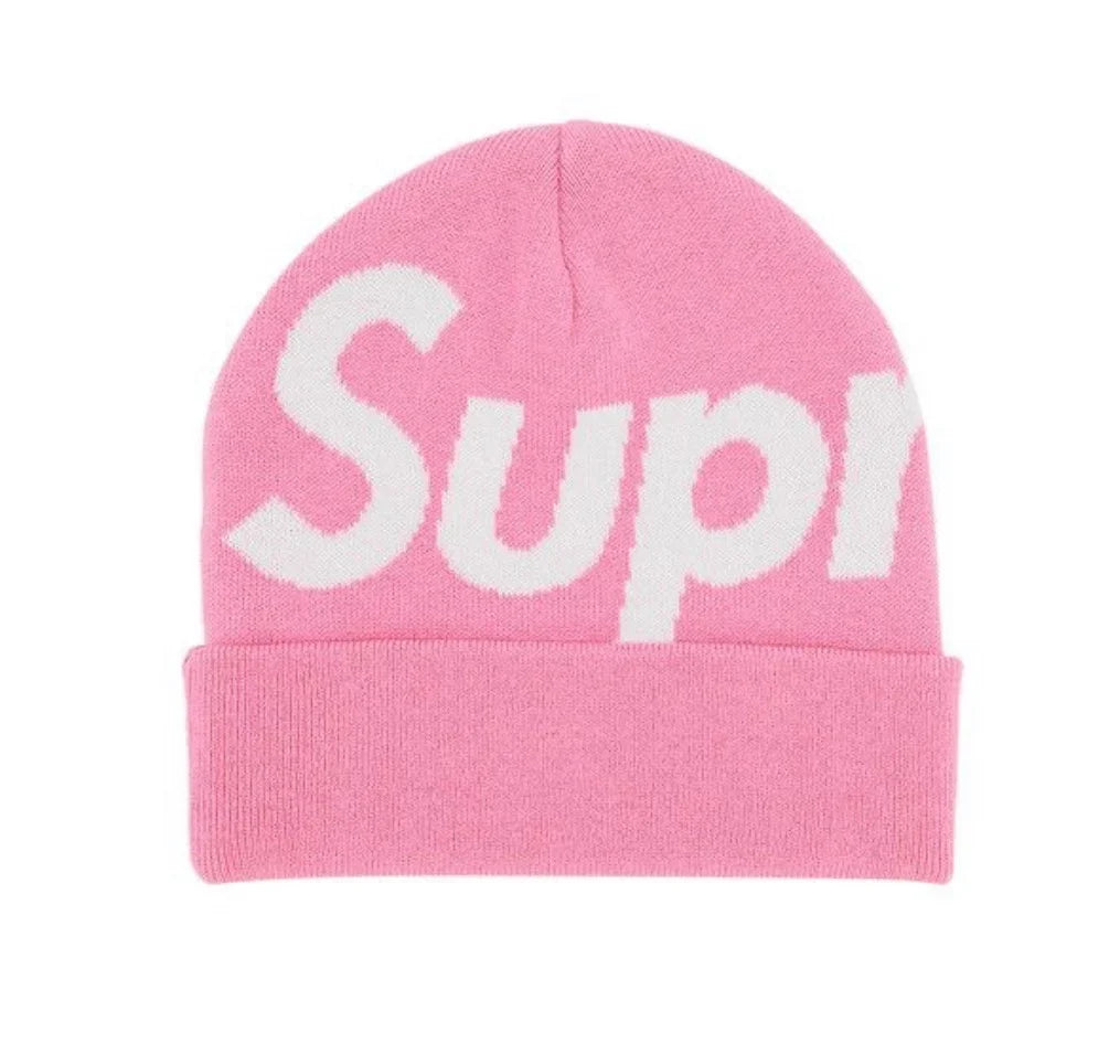Supreme Big Logo Beanie Fw25 Pink Cuffed Knit Winter Hat
