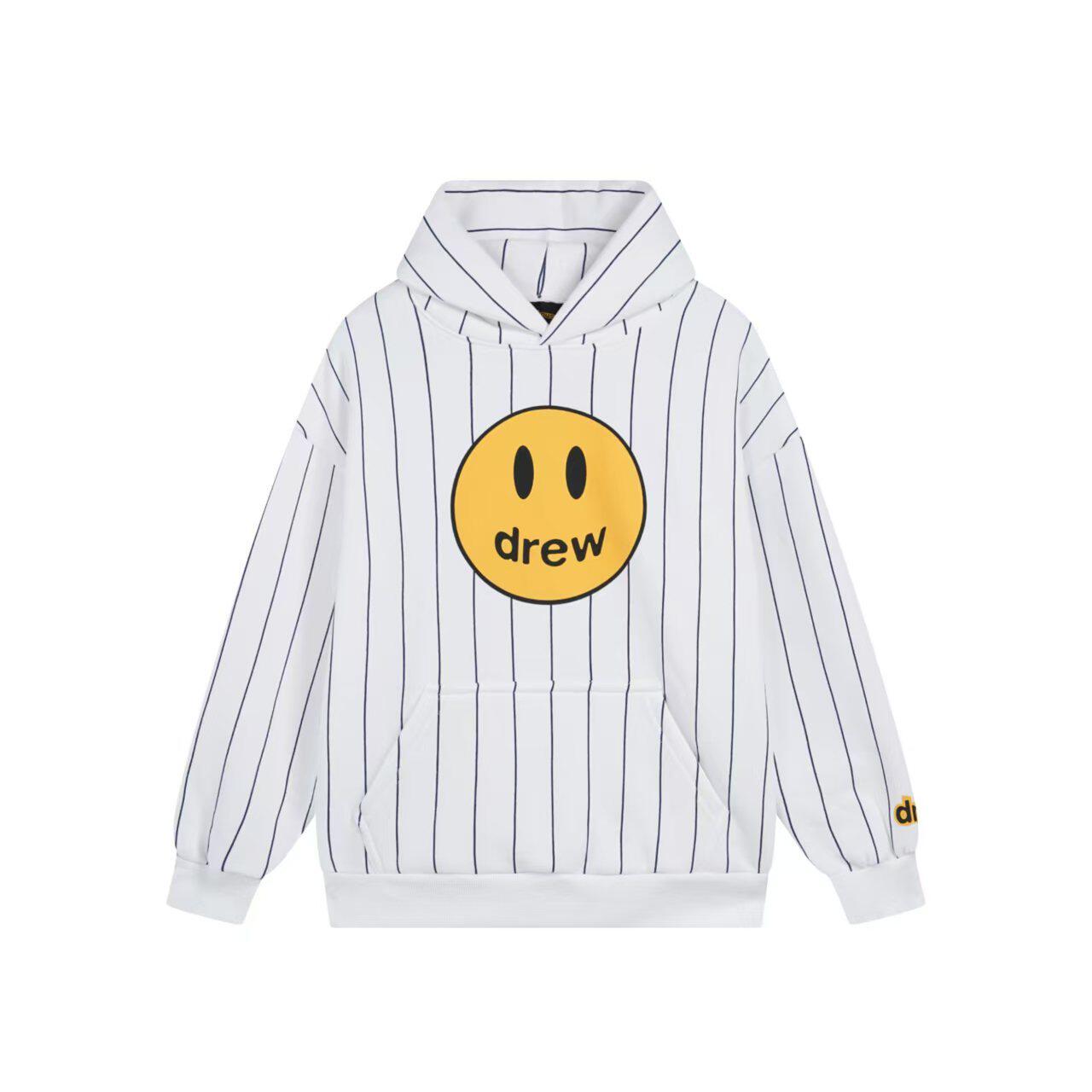 Drew House Mascot Stripe Smiley Logo Unisex Oversized Fleece Hoodie