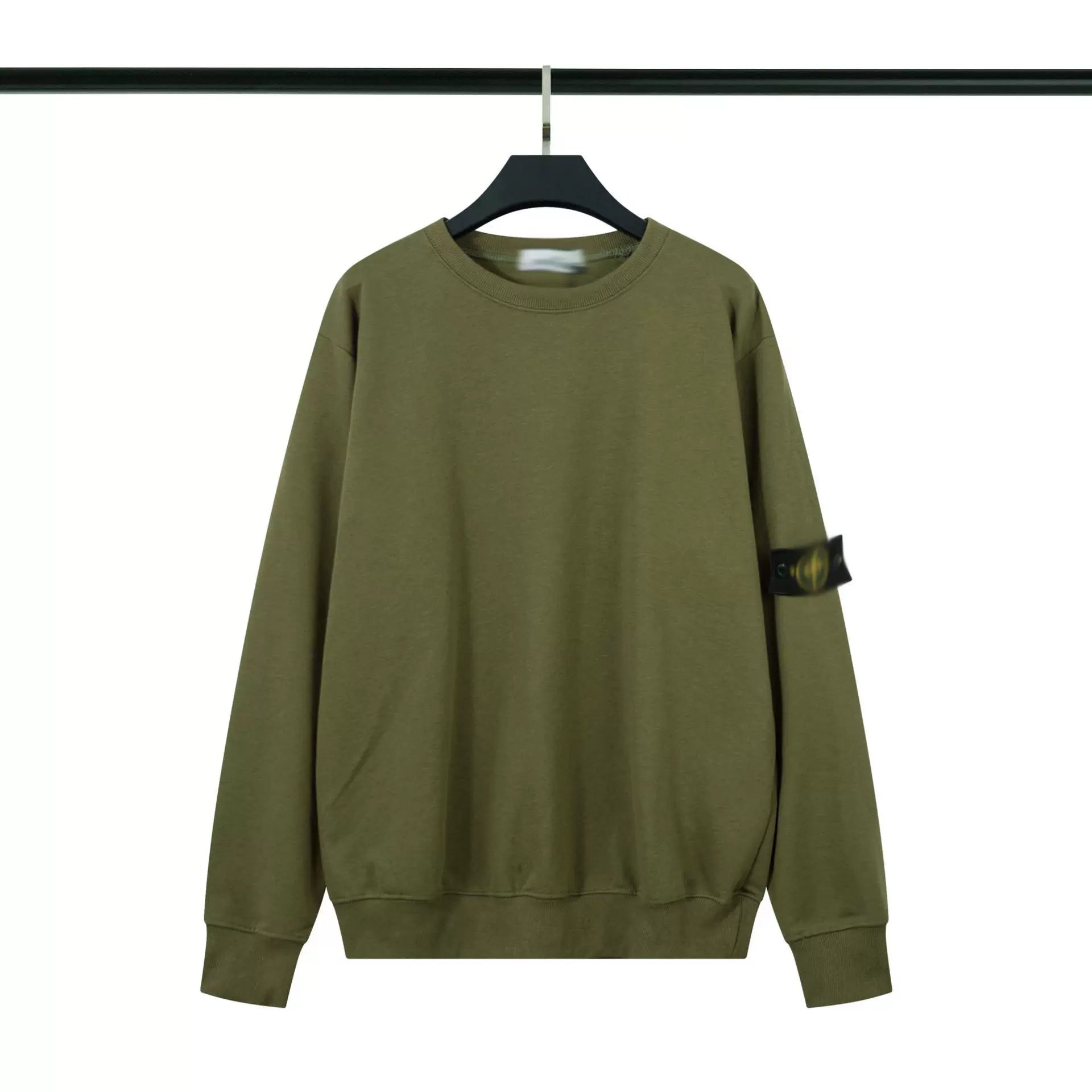 Stone Island Olive Green Crew Neck Arm Badge Sweatshirt Unisex Top