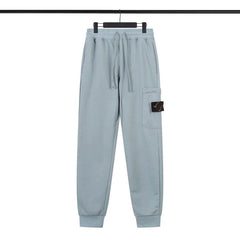 Stone Island Light Blue Cargo Sweatpants Arm Badge Jogger Pants Unisex Trousers