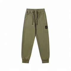 Stone Island Olive Green Cargo Sweatpants Arm Badge Jogger Pants Unisex Trousers