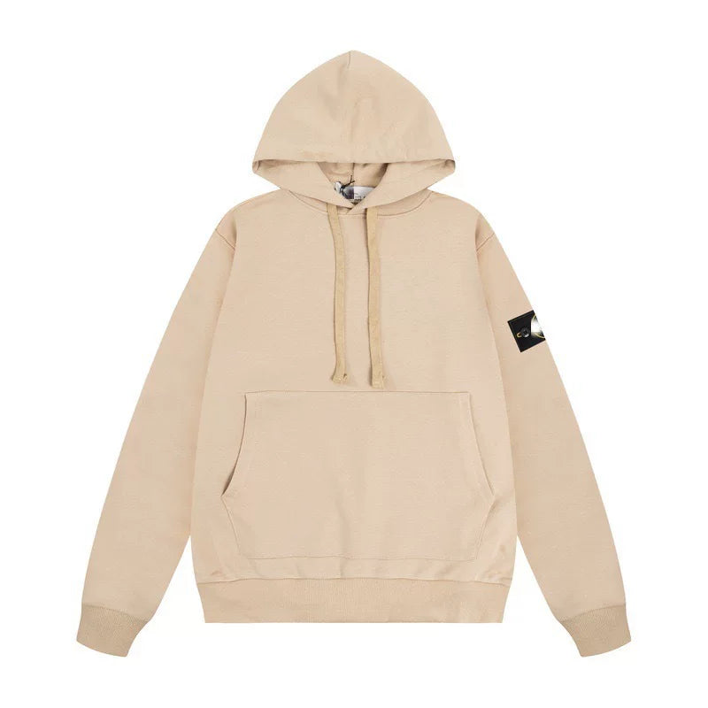 Stone Island Apricot Hoodie Arm Badge Pullover Hooded Sweatshirt Unisex Top