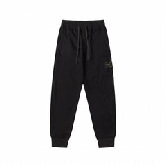 Stone Island Black Cargo Sweatpants Arm Badge Jogger Pants Unisex Trousers
