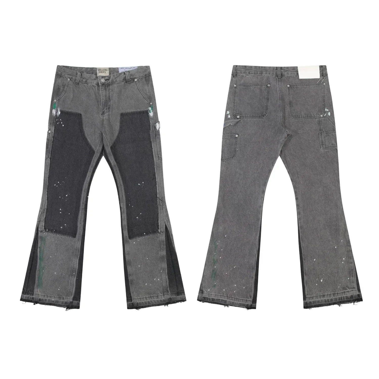 Gallery Dept Grey‑Black Patch‑Splice Flare Jeans