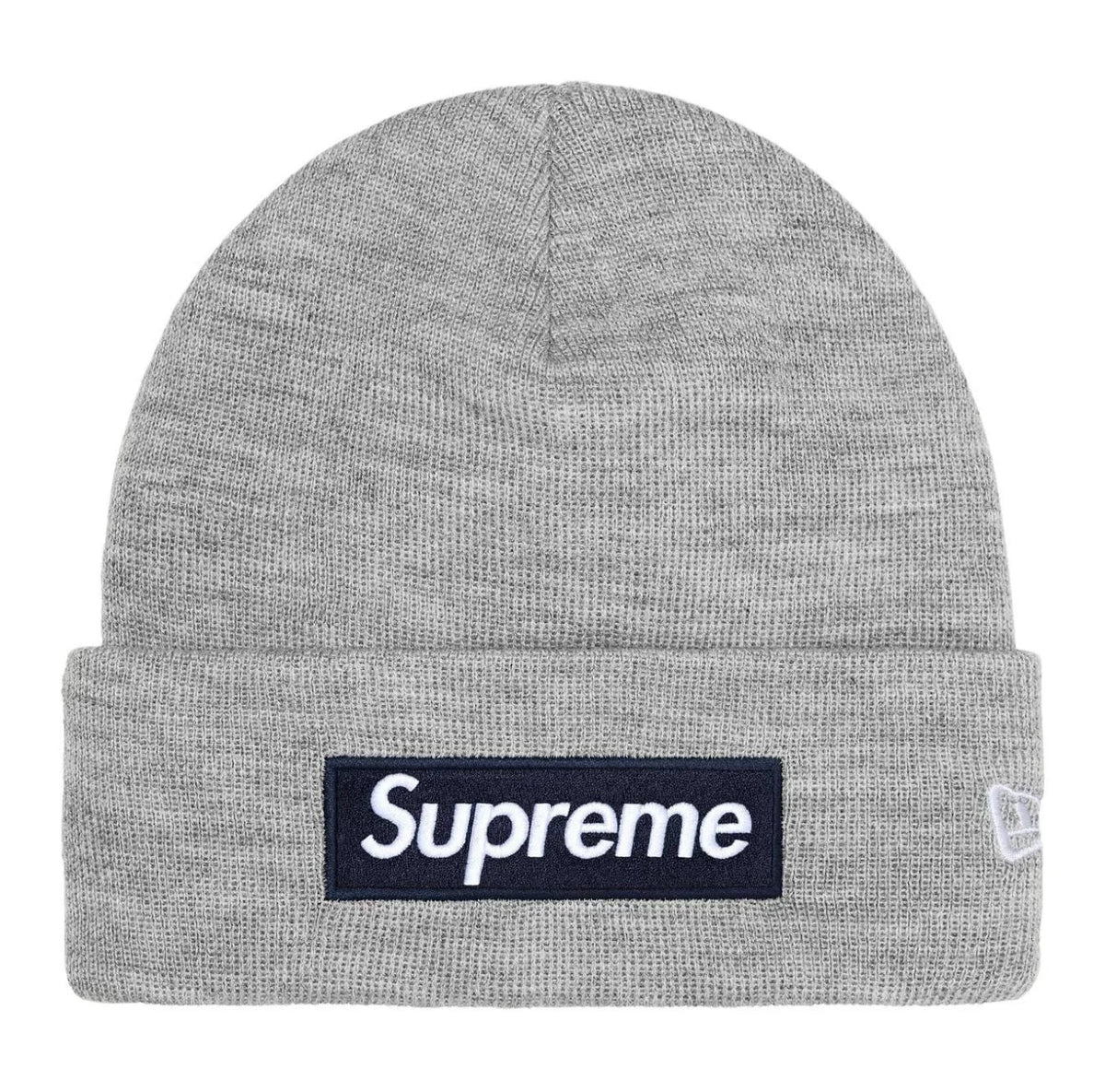 Supreme New Era Box Logo Beanie Fw25 Heather Grey Knit Cuffed