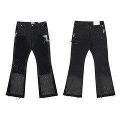 Gallery Dept Black Splice Paint‑Speck Flare Jeans