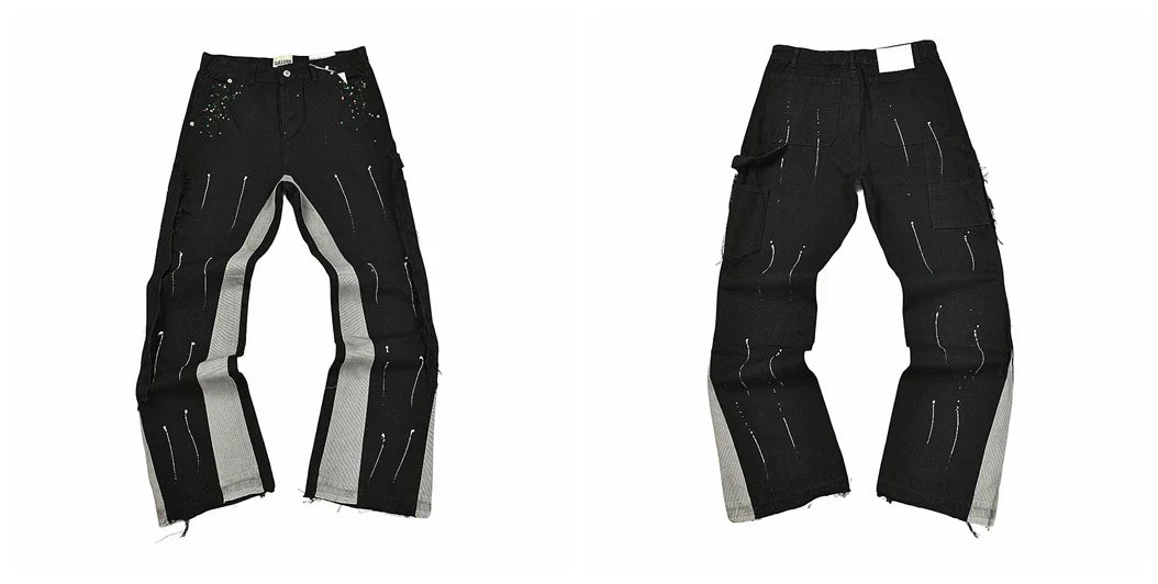 Gallery Dept Side‑Stripe Spliced Black Jeans