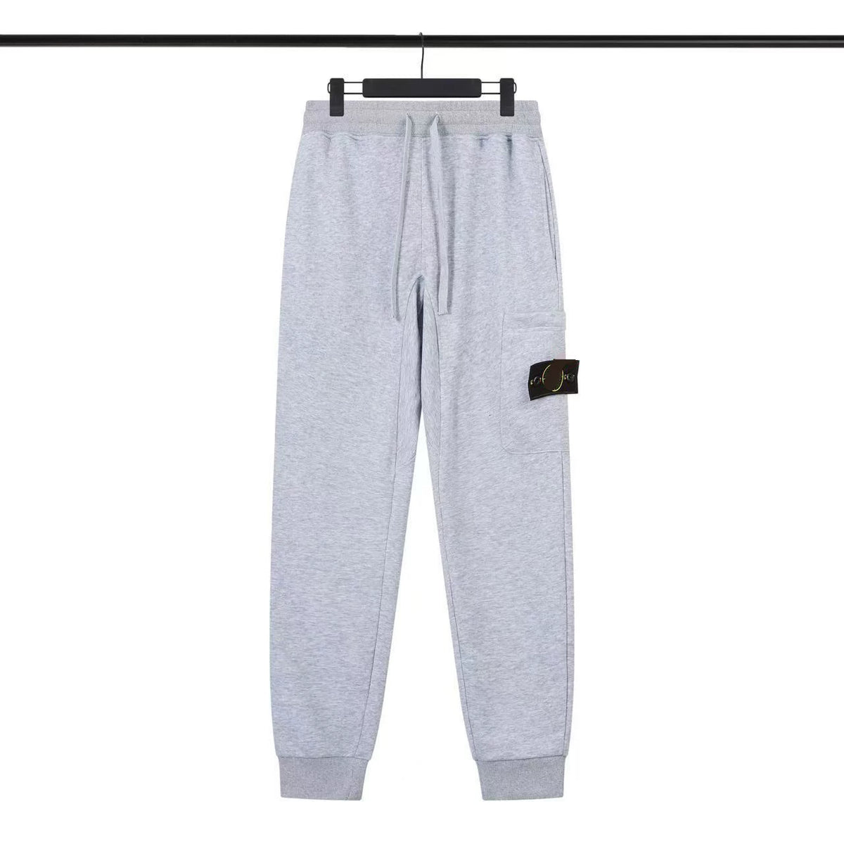 Stone Island Heather Grey Cargo Sweatpants Arm Badge Jogger Pants Unisex Trousers