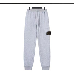 Stone Island Heather Grey Cargo Sweatpants Arm Badge Jogger Pants Unisex Trousers