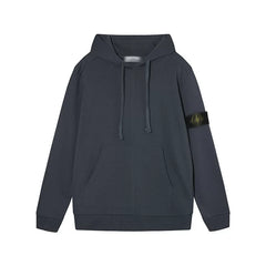 Stone Island Dark Grey Hoodie Arm Badge Pullover Hooded Sweatshirt Unisex Top