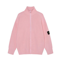 Stone Island Compass Badge Pink Zip Knit Cardigan