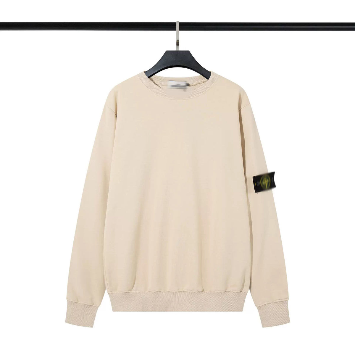 Stone Island Beige Crew Neck Arm Badge Sweatshirt Unisex Top