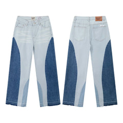 Gallery Dept Two‑Tone Blue Splice Flare Jeans