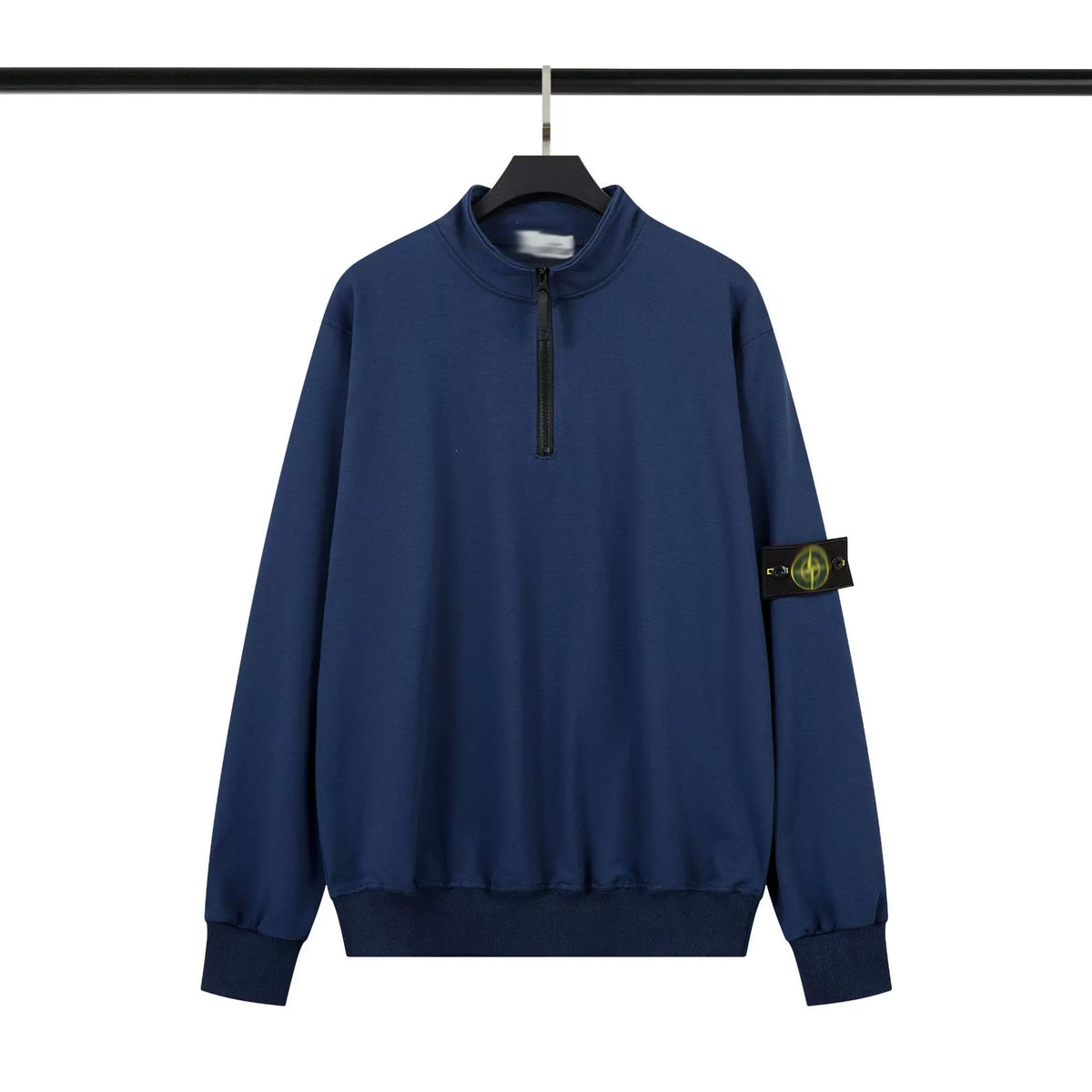 Stone Island Navy Blue Half Zip Arm Badge Sweatshirt Unisex Top