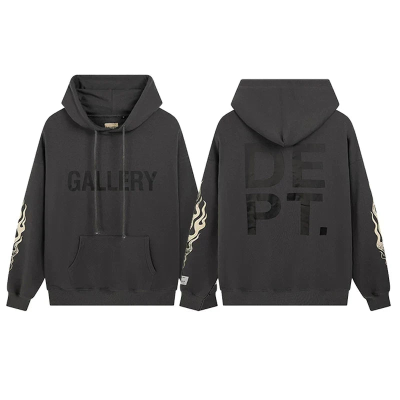 GALLERY DEPT FLAME SLEEVE HOODIE BLACK