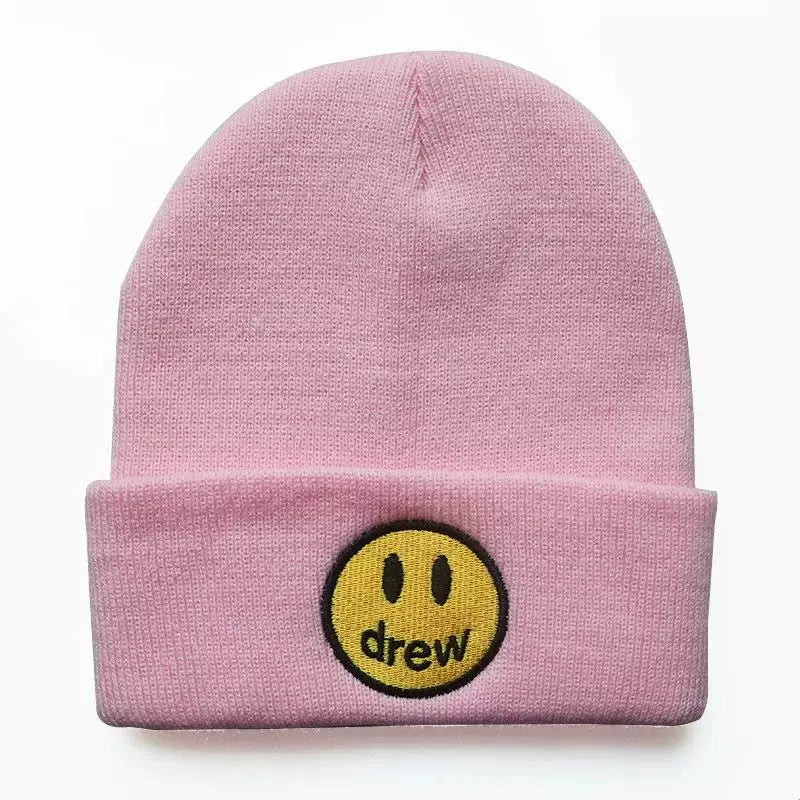 Drew House Smiley Face Knit Beanie, Pink