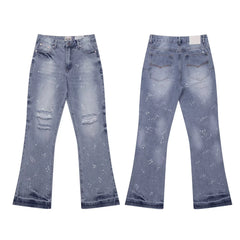 Gallery Dept Light‑Wash Ripped Paint‑Speck Jeans