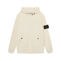 Stone Island Compass Badge Apricot Button Hooded Sweatshirt