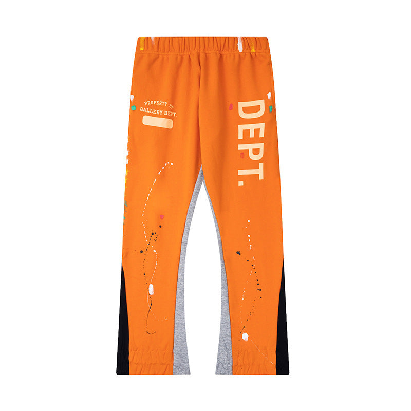 Gallery Dept Orange Vertical Dept Logo Paint Splatter Flare Pants