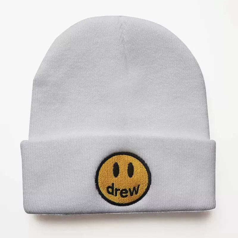 Drew House Smiley Face Knit Beanie, White