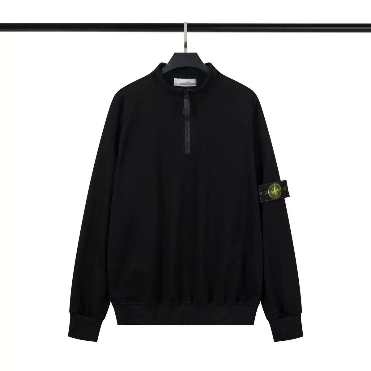 Stone Island Black Half Zip Arm Badge Sweatshirt Unisex Top