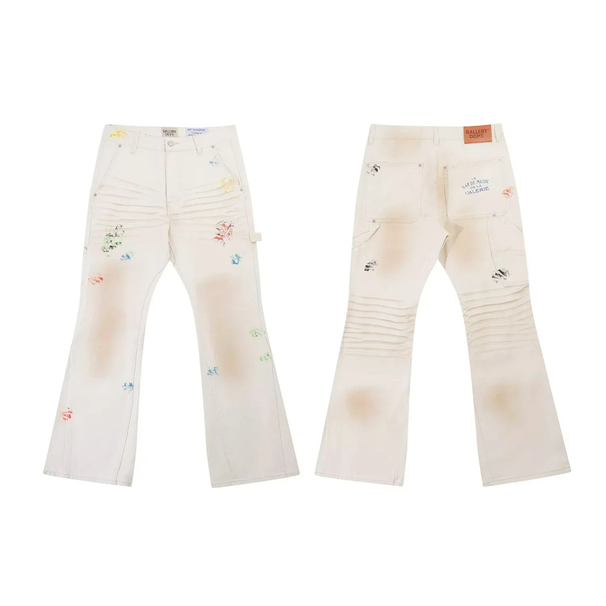 Gallery Dept Cream Multi‑Color Art Print Flare Jeans