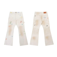 Gallery Dept Cream Multi‑Color Art Print Flare Jeans
