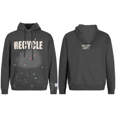 GALLERY DEPT RECYCLE PAINT SPLATTER HOODIE BLACK