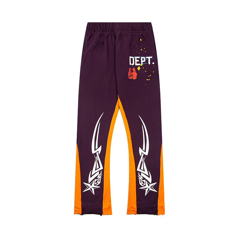 Gallery Dept Purple Tribal Star Two Tone Flare Sweatpants