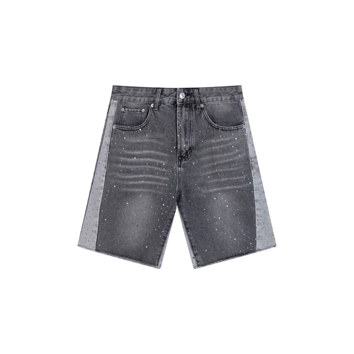GALLERY DEPT RHINESTONE SIDE PANEL GREY DENIM SHORTS
