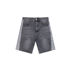 GALLERY DEPT RHINESTONE SIDE PANEL GREY DENIM SHORTS